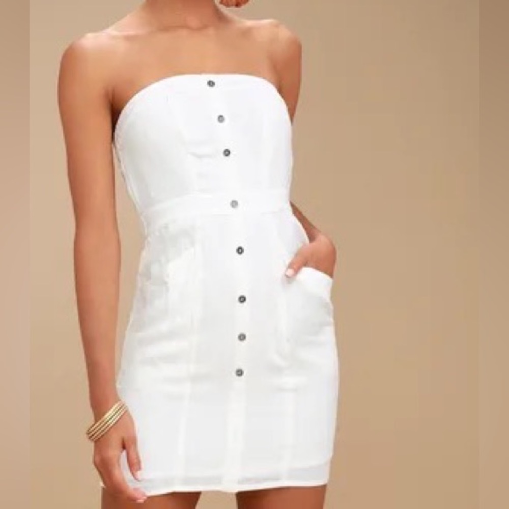 Make You Mine White Strapless Mini Dress